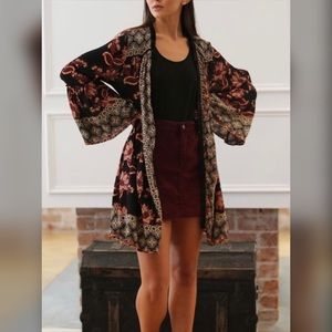 Boho Style Bell Sleeve Floral Kimono Cardigan